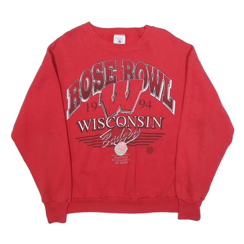 Delta Mens Red Wisconsin Rose Bowl Crew Neck Xl Sweatshirt Vintage Sportswear 1