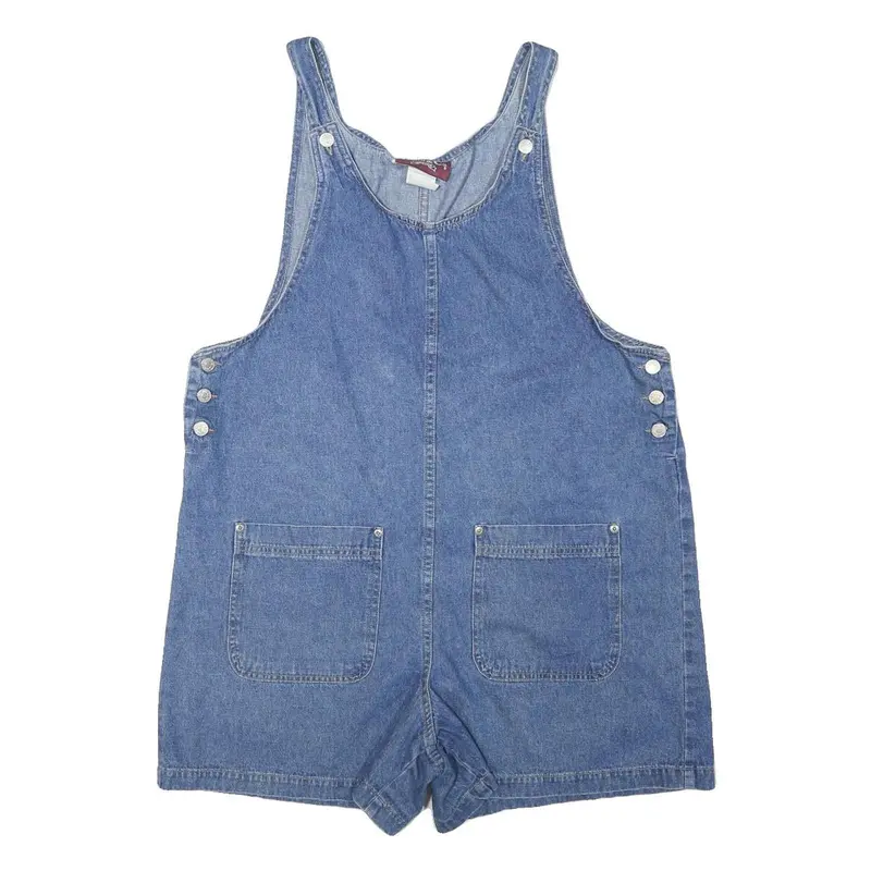 Denim And Co Womens Blue Denim Dungarees Regular Fit Cotton Blend L W42 L4 1