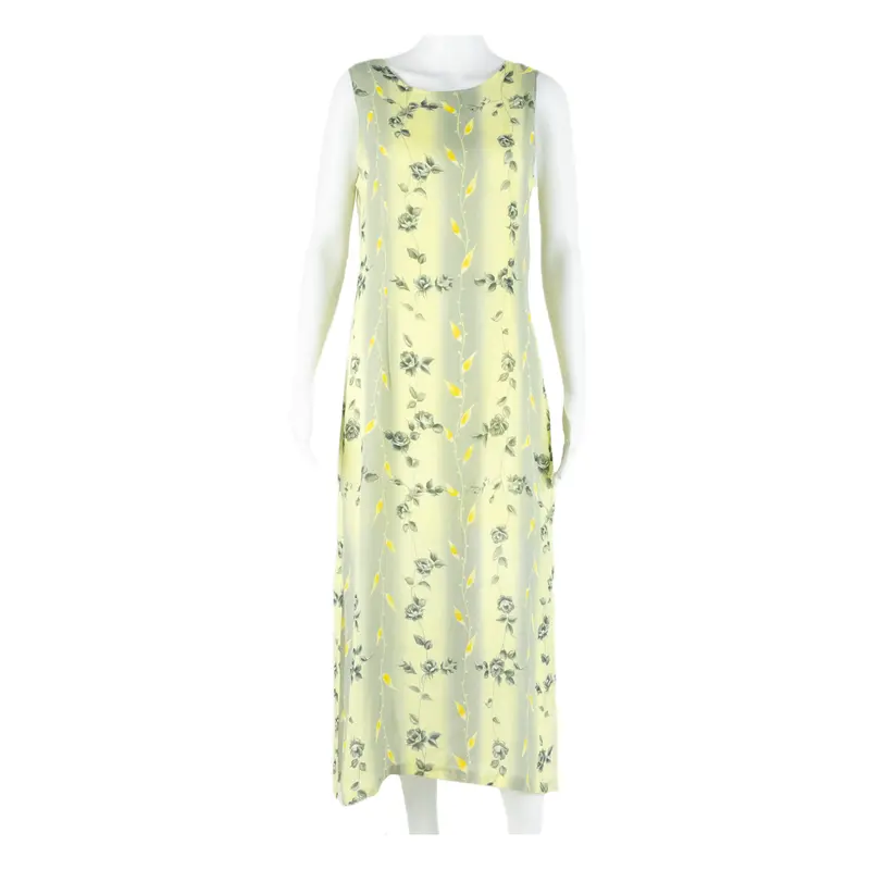 Deville Womens Shift Dress Yellow Floral Sleeveless Midi M 1