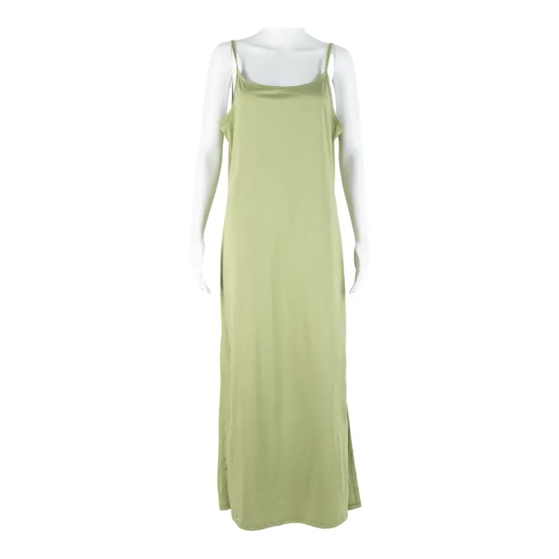 Deville Womens Slip Dress Green Sleeveless Long L 1