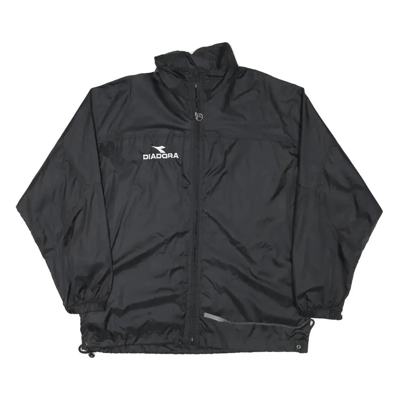 Diadora Mens Black Polyester Blend Zip Up Jacket M Sportswear Casual 1
