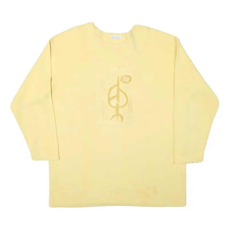 Diane Dalis Mens Yellow Cotton Blend Crew Neck L Sweatshirt Embroidered Symbol 1