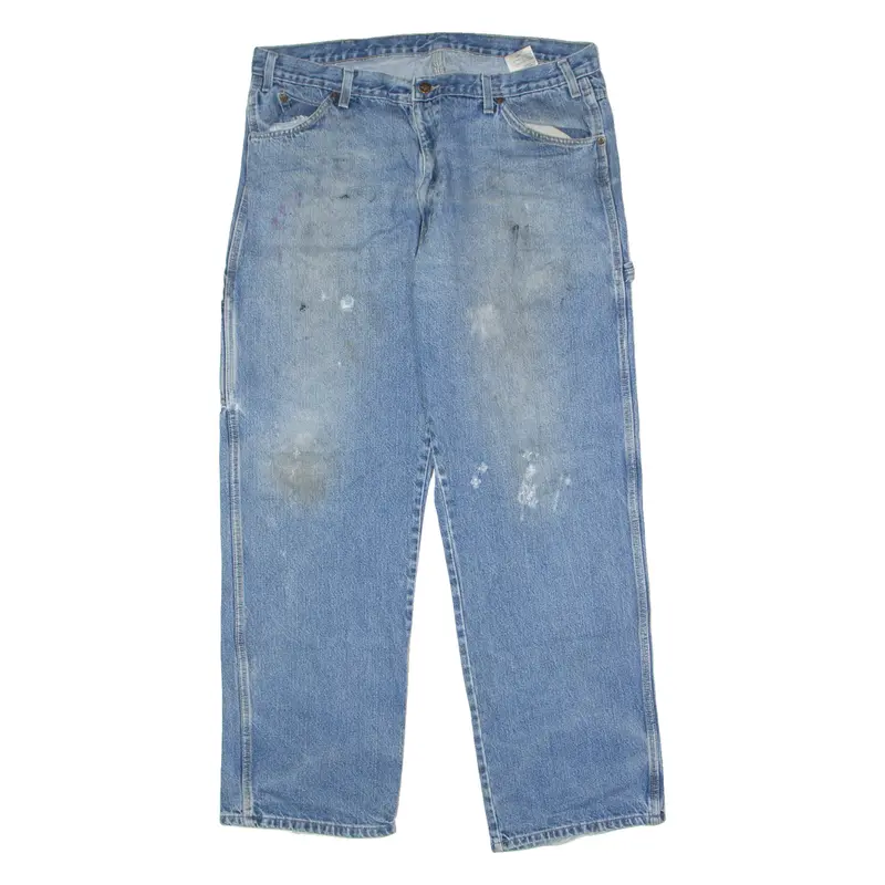 Dickies Carpenter Mens Jeans Blue Regular Straight Stone Wash W38 L32 1