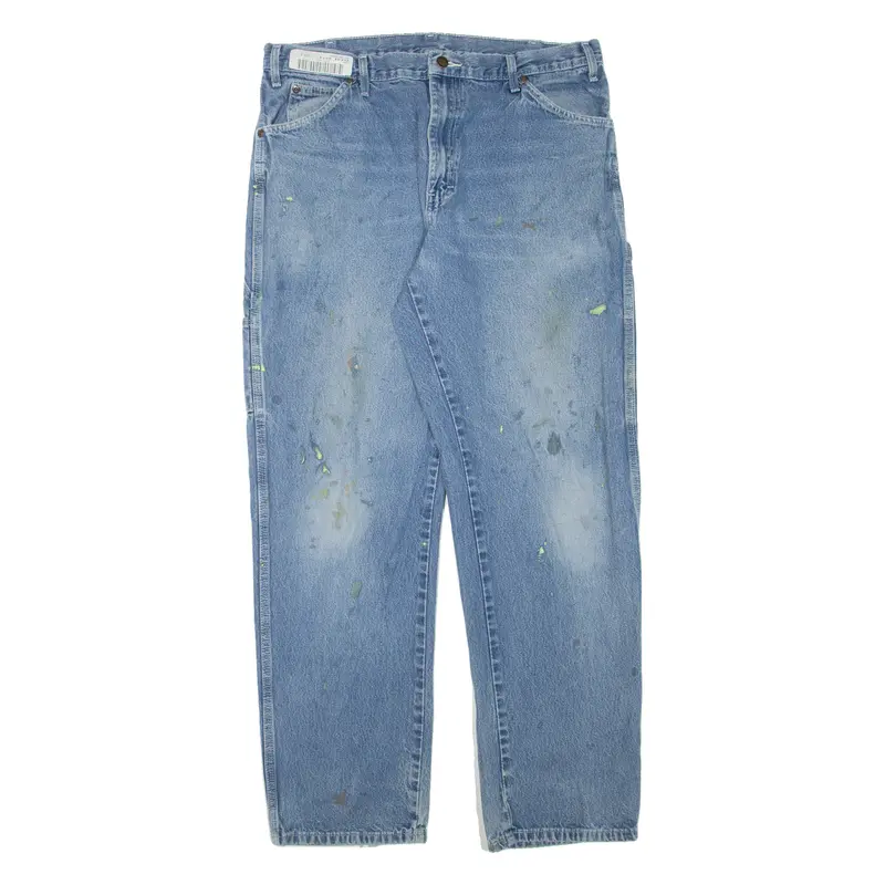 Dickies Carpenter Workwear Mens Jeans Blue Regular Tapered Stone Wash W34 L32 1