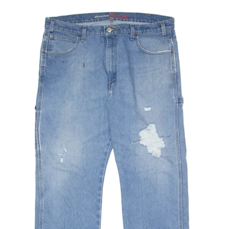 Dickies Distressed Flex Carpenter Mens Jeans Blue Regular Straight W36 L30 2