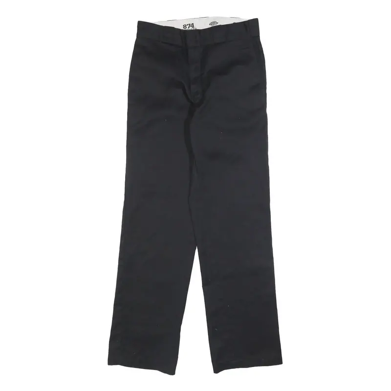 Dickies Mens Black Regular Fit Straight Leg Cotton Blend Trousers W30 L32 1