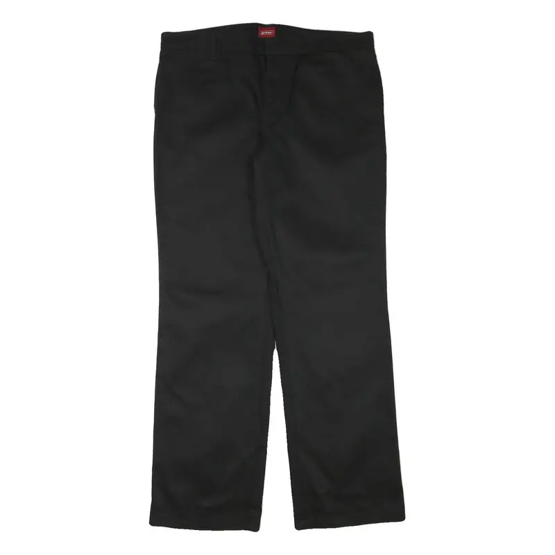 Dickies Mens Black Regular Fit Straight Leg Trousers W34 L31 Cotton Blend Zip 1