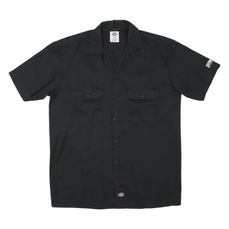 Dickies Mens Black Work Shirt Cotton Blend M Two Pockets Short Sleeve 1
