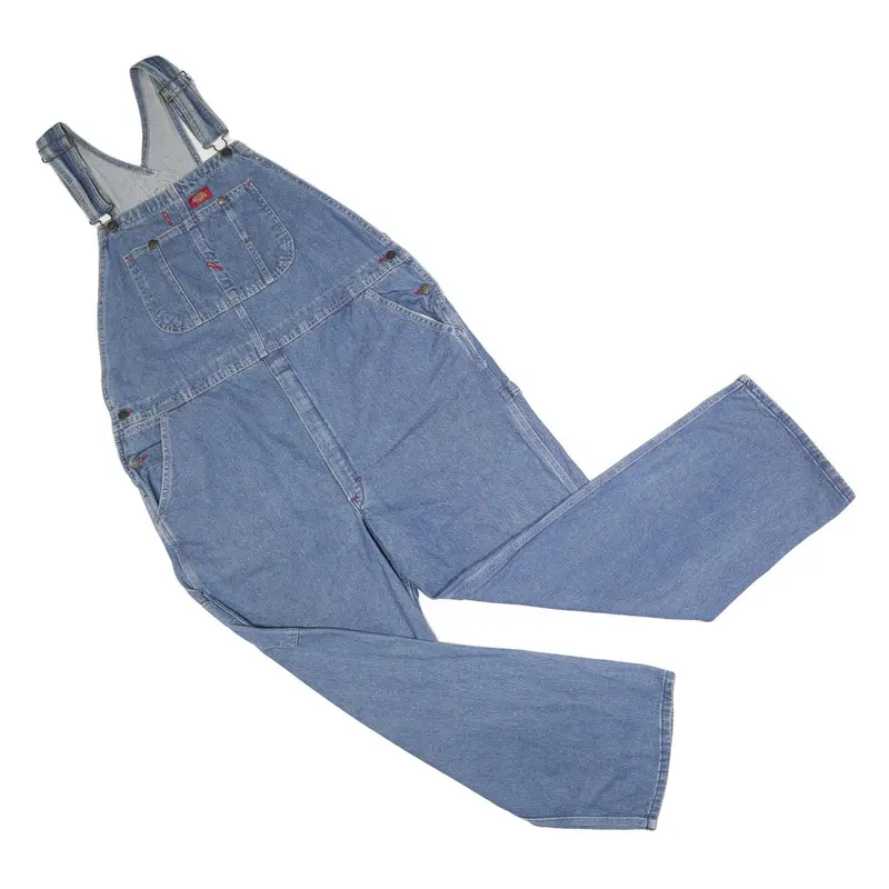 Dickies Mens Blue Denim Cotton Classic Dungarees Xl W44 L30 Workwear 1