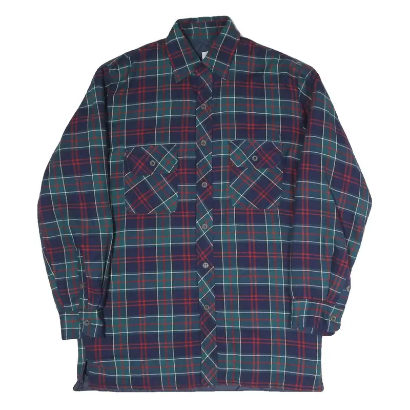 Dickies Mens Blue Red & Green Check Jacket S Cotton Blend Button Front Casual 1