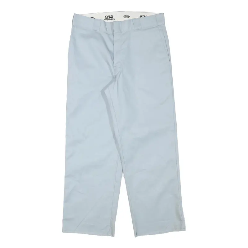 Dickies Mens Blue Regular Fit Straight Woven Cotton Blend Trousers W32 L26 1