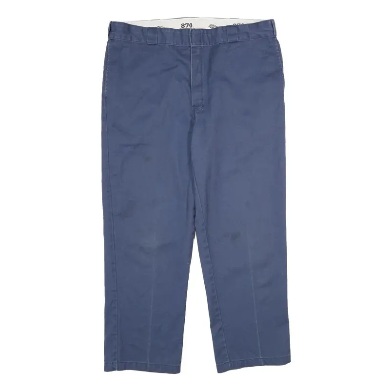 Dickies Mens Classic Blue Trousers W40 L30 Zip Closure Straight Fit Workwear 1
