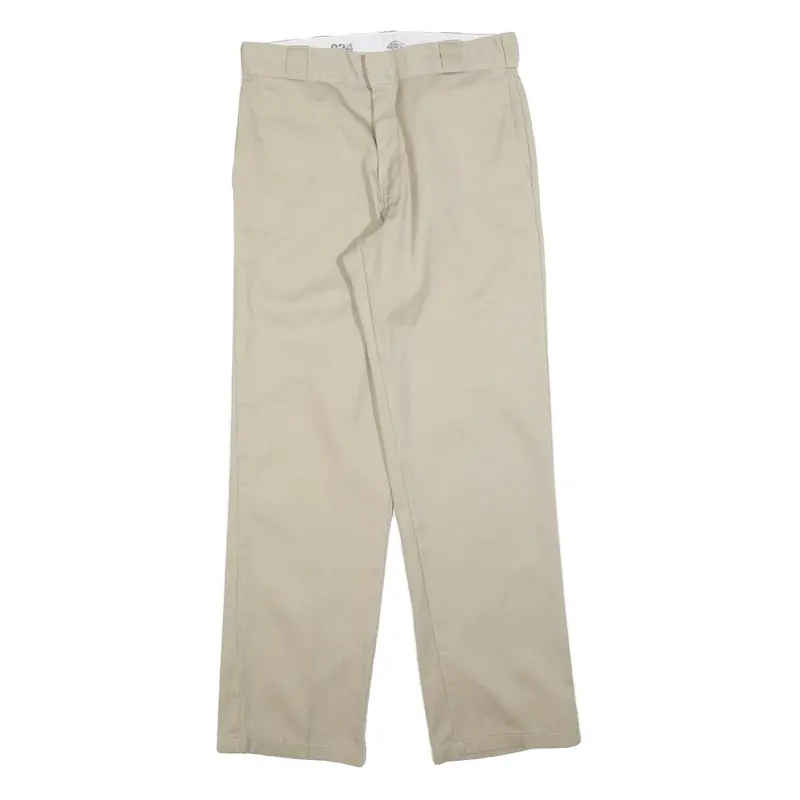 Dickies Mens Cotton Beige Regular Straight Trousers W32 L32 Workwear Classic Fit 1