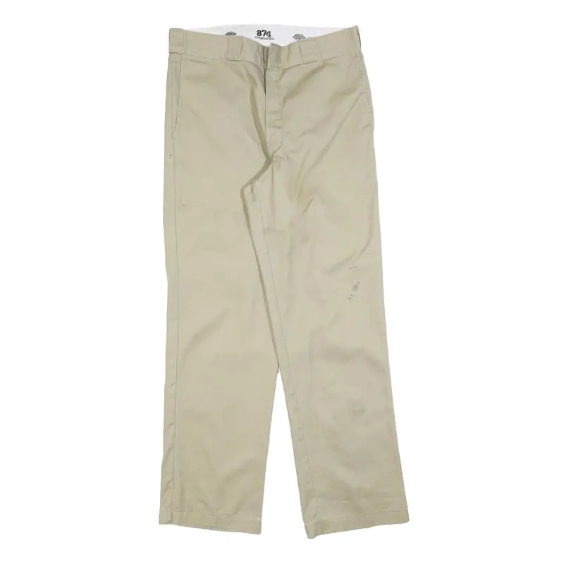 Dickies Mens Cotton Blend Beige Regular Fit Straight Leg Trousers W32 L32 1