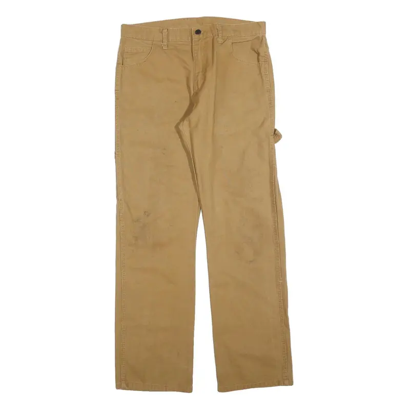 Dickies Mens Cotton Blend Beige Regular Fit Straight Leg Trousers W32 L32 1