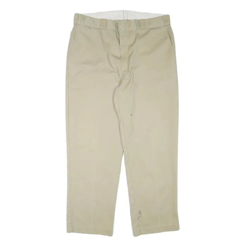 Dickies Mens Cotton Blend Beige Regular Fit Straight Leg Trousers W37 L29 1