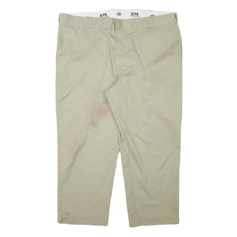 Dickies Mens Cotton Blend Beige Regular Fit Straight Leg Trousers W43 L26 Casual 1