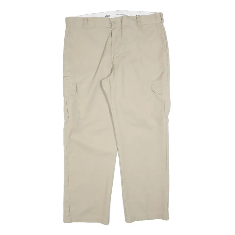 Dickies Mens Cotton Blend Beige Regular Straight Cargo Trousers W40 L32 Workwear 1