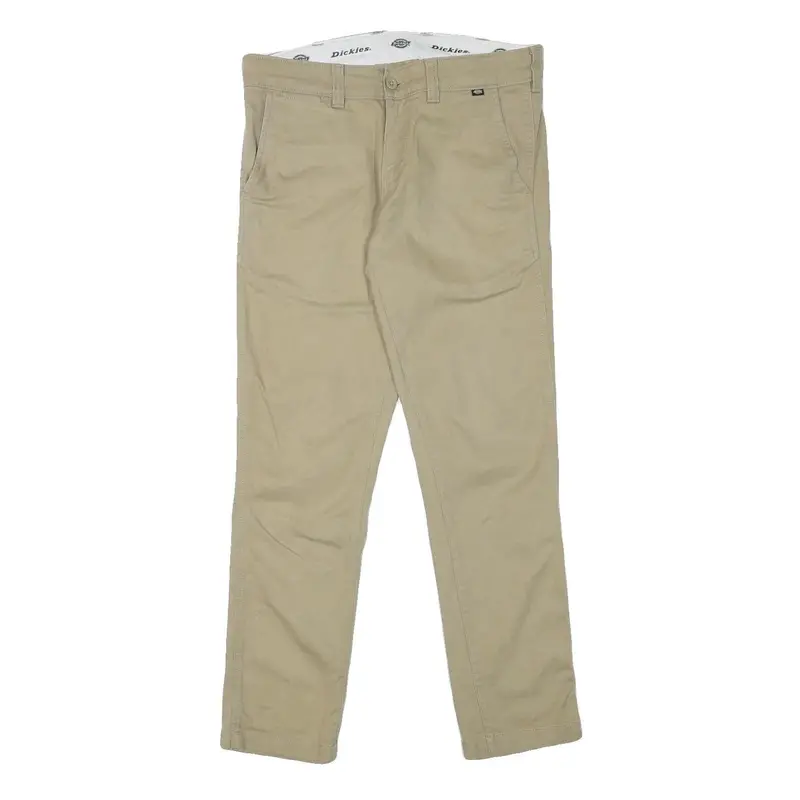 Dickies Mens Cotton Blend Beige Slim Tapered Trousers W34 L30 Workwear Casual 1
