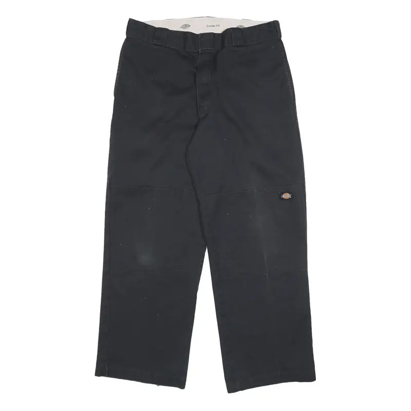Dickies Mens Cotton Blend Black Loose Fit Straight Trousers W34 L30 Workwear 1