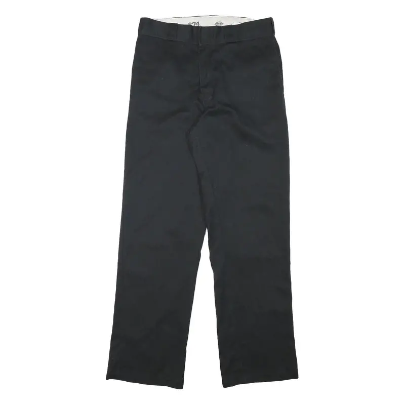 Dickies Mens Cotton Blend Black Regular Fit Straight Leg Trousers W29 L30 1