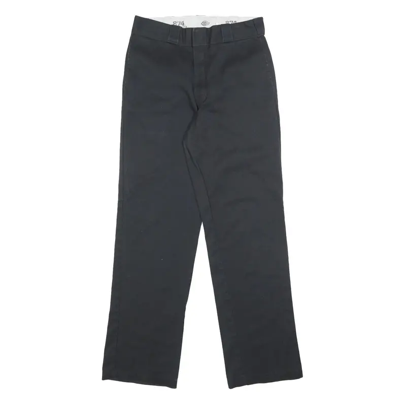 Dickies Mens Cotton Blend Black Regular Straight Trousers W28 L32 Workwear Zip 1