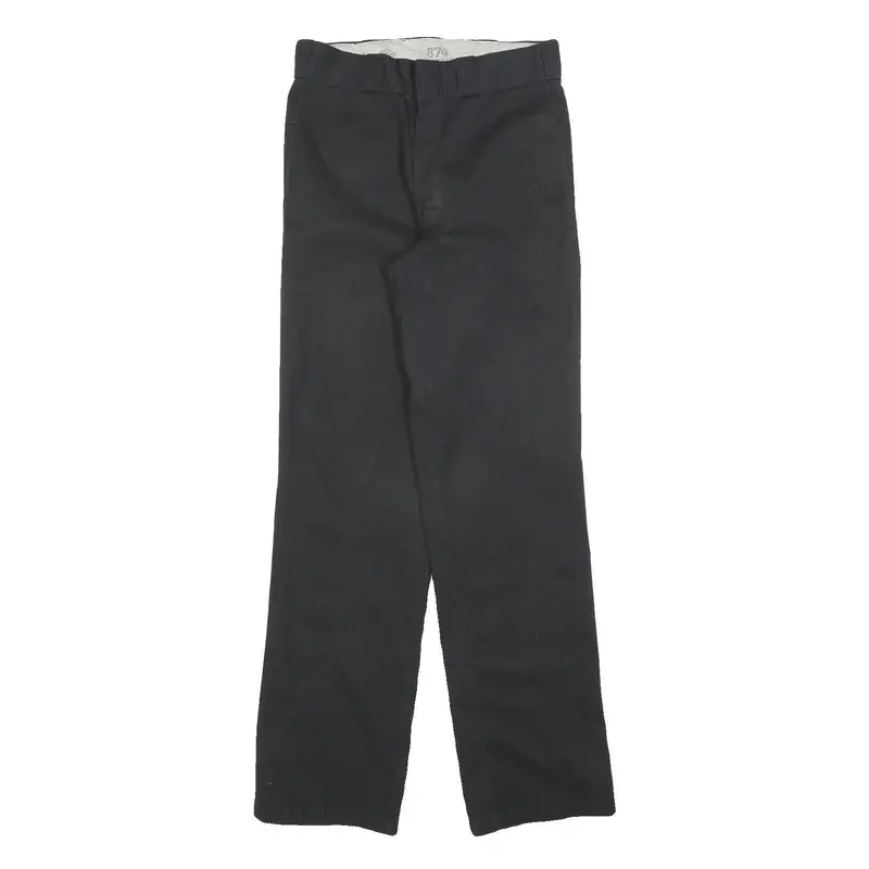 Dickies Mens Cotton Blend Black Regular Straight Trousers W30 L34 Workwear Zip 1