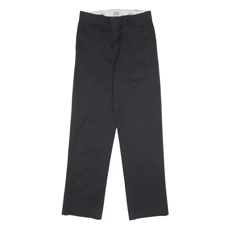 Dickies Mens Cotton Blend Black Regular Straight Trousers W32 L34 Workwear Zip 1