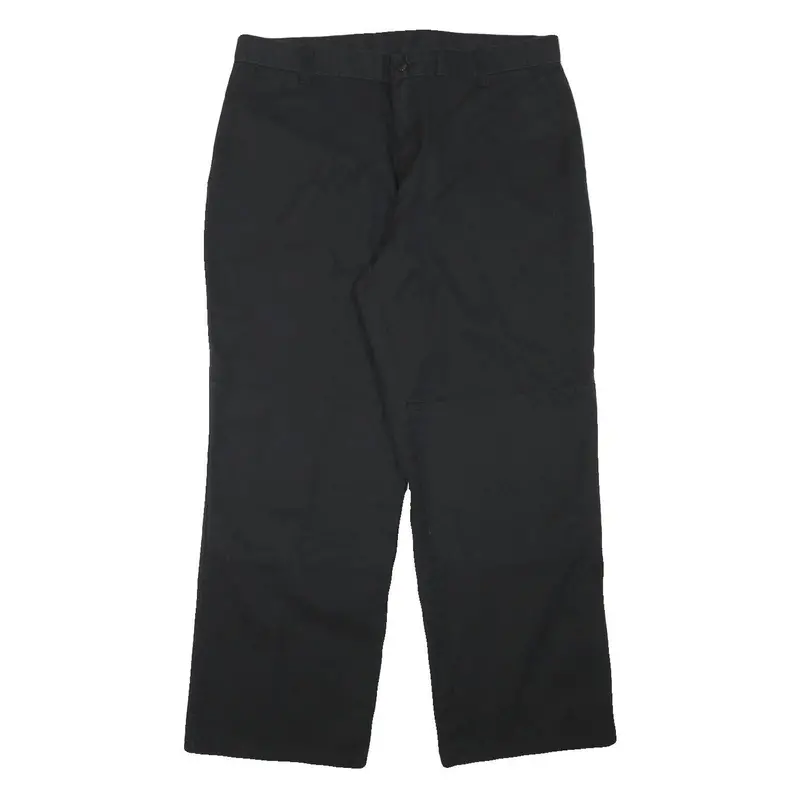 Dickies Mens Cotton Blend Black Regular Straight Trousers W35 L28 Workwear Zip 1