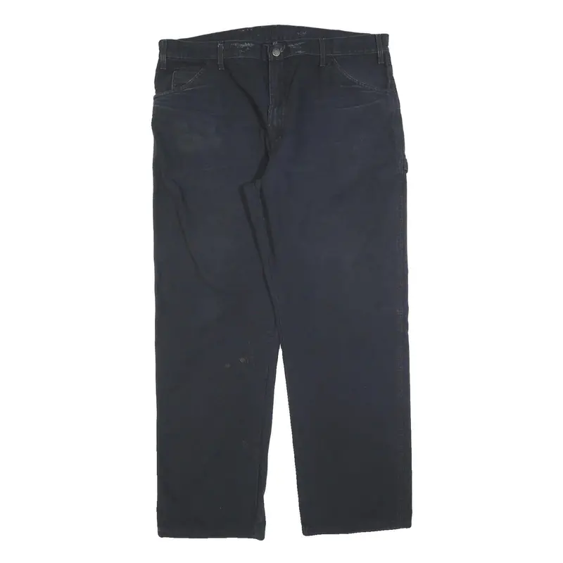 Dickies Mens Cotton Blend Black Regular Straight Trousers W40 L32 Workwear Zip 1