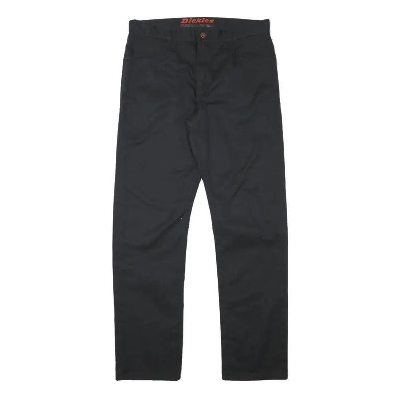 Dickies Mens Cotton Blend Black Regular Straight Trousers Zip Closure W32 L31 1