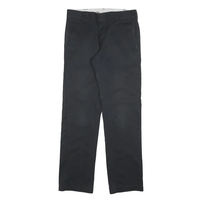 Dickies Mens Cotton Blend Black Slim Straight Trousers W32 L32 Workwear Zip 1