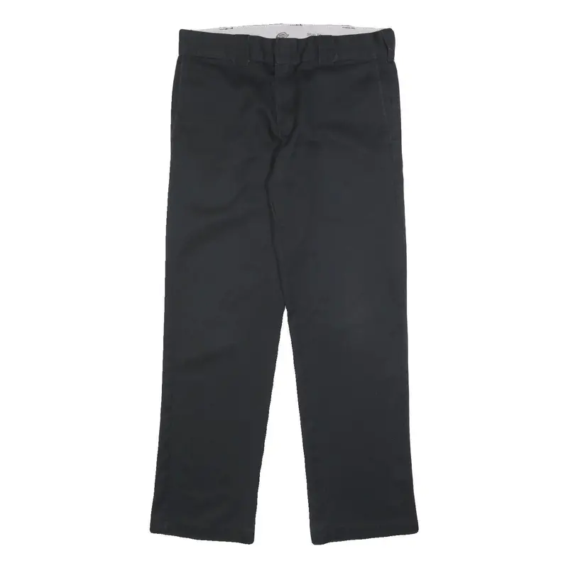 Dickies Mens Cotton Blend Black Slim Trousers W33 L30 Workwear Zip Closure 1