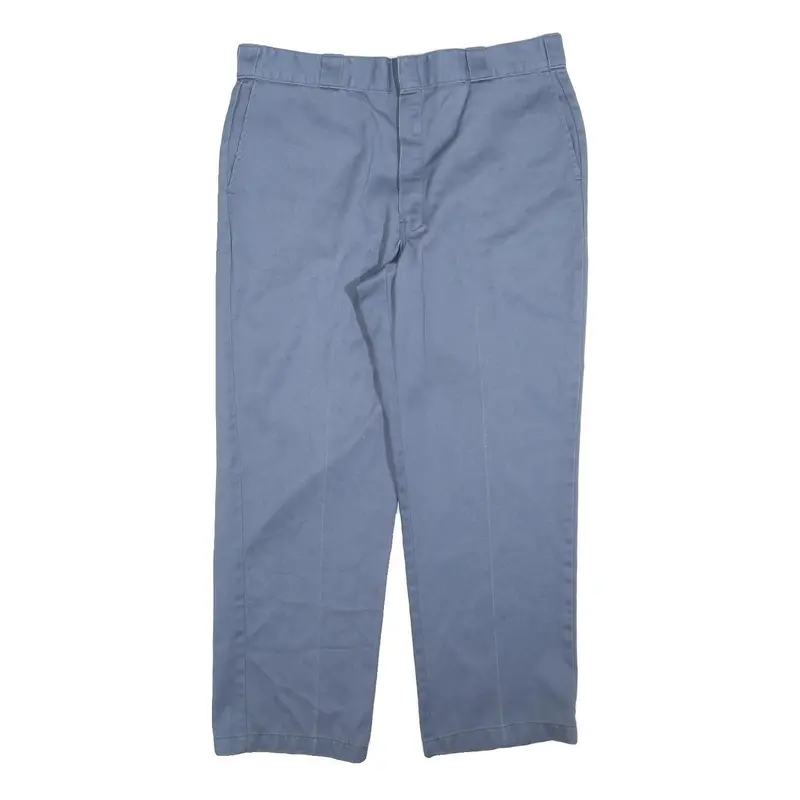 Dickies Mens Cotton Blend Blue Regular Straight Trousers W38 L30 Workwear Zip 1