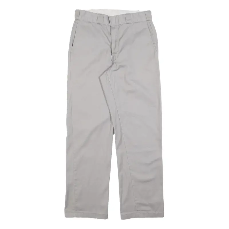 Dickies Mens Cotton Blend Grey Relaxed Straight Trousers W32 L32 Workwear 1
