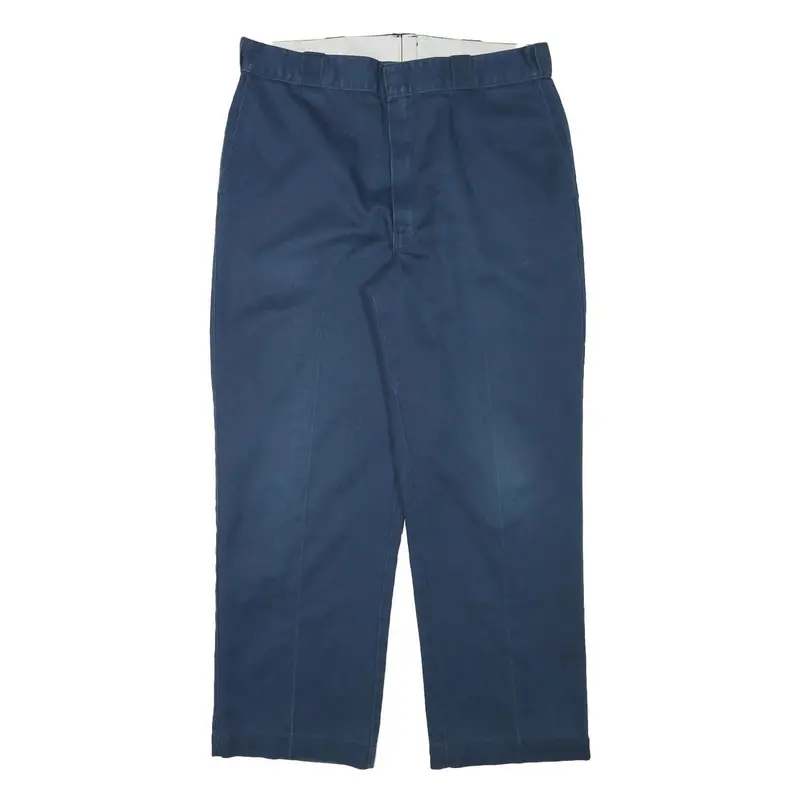 Dickies Mens Cotton Blend Navy Blue Regular Fit Straight Leg Trousers W35 L28 1