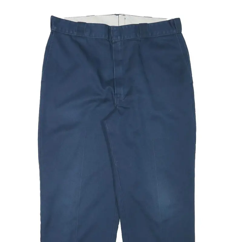 Dickies Mens Cotton Blend Navy Blue Regular Fit Straight Leg Trousers W35 L28 2