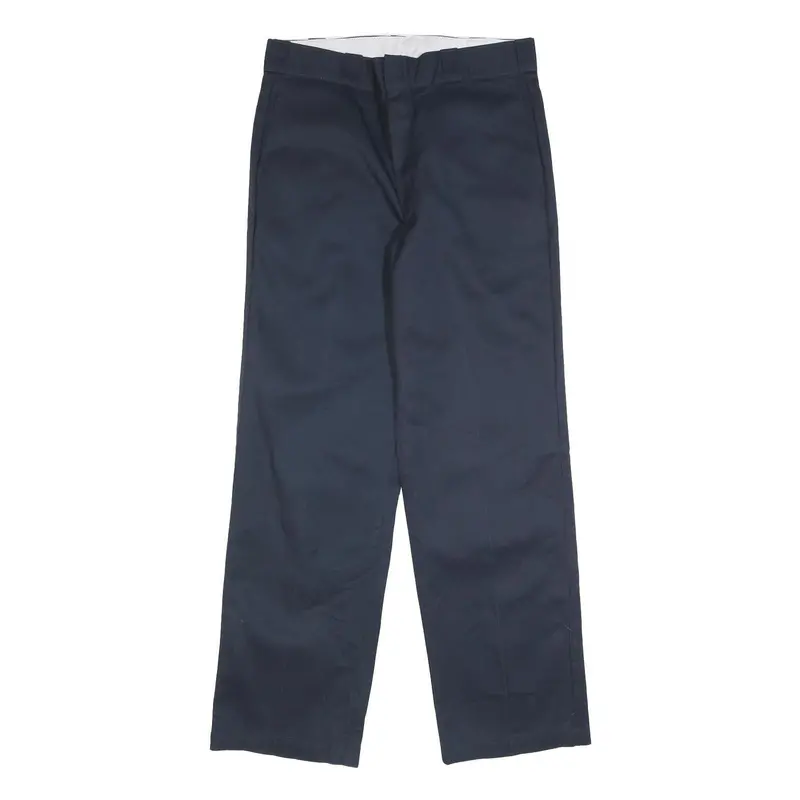 Dickies Mens Cotton Blend Navy Regular Fit Straight Leg Trousers W34 L32 1