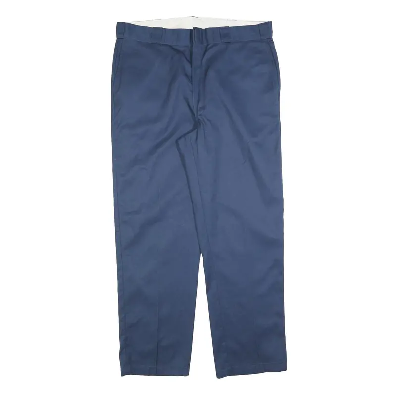 Dickies Mens Cotton Blend Navy Regular Fit Straight Leg Trousers W40 L32 1