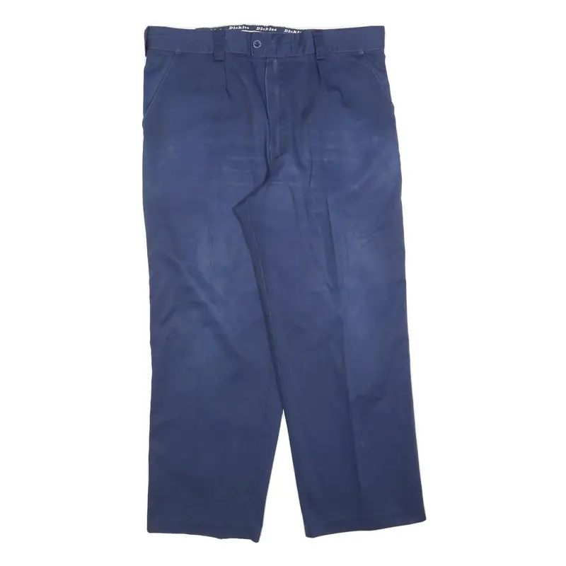 Dickies Mens Cotton Blend Navy Relaxed Straight Trousers W36 L28 Workwear Casual 1