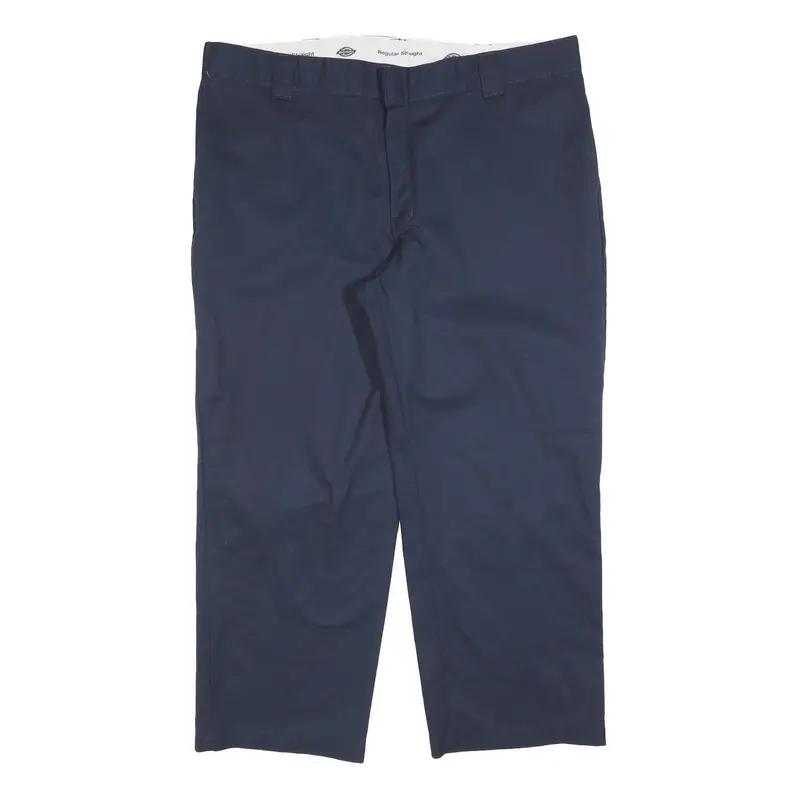 Dickies Mens Cotton Blend Navy Relaxed Straight Trousers W42 L30 Workwear Zip 1