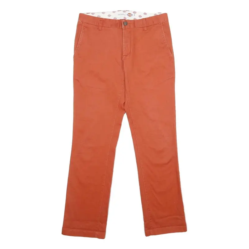 Dickies Mens Cotton Blend Orange Regular Straight Trousers W30 L32 Workwear Zip 1