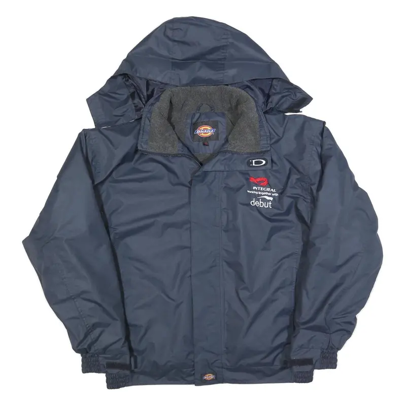 Dickies Mens Navy Blue Outdoor Jacket M Polyester Blend Zip Hooded Plain 1