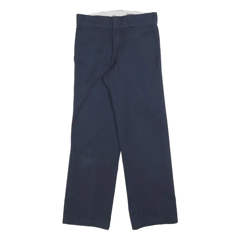 Dickies Mens Navy Relaxed Straight Trousers Cotton Blend W28 L30 Workwear Zip 1
