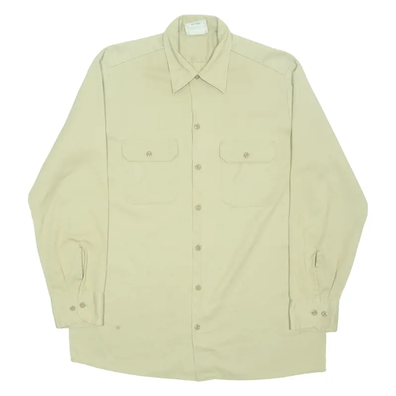 Dickies Mens Plain Shirt Beige Long Sleeve L 1