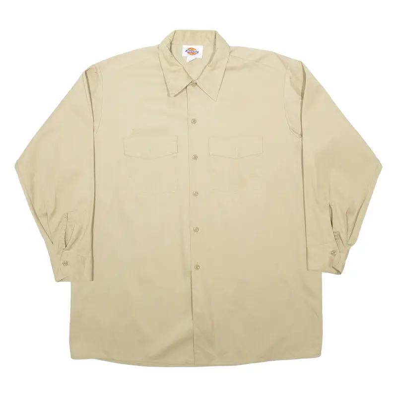 Dickies Mens Plain Shirt Brown Long Sleeve 2Xl 1
