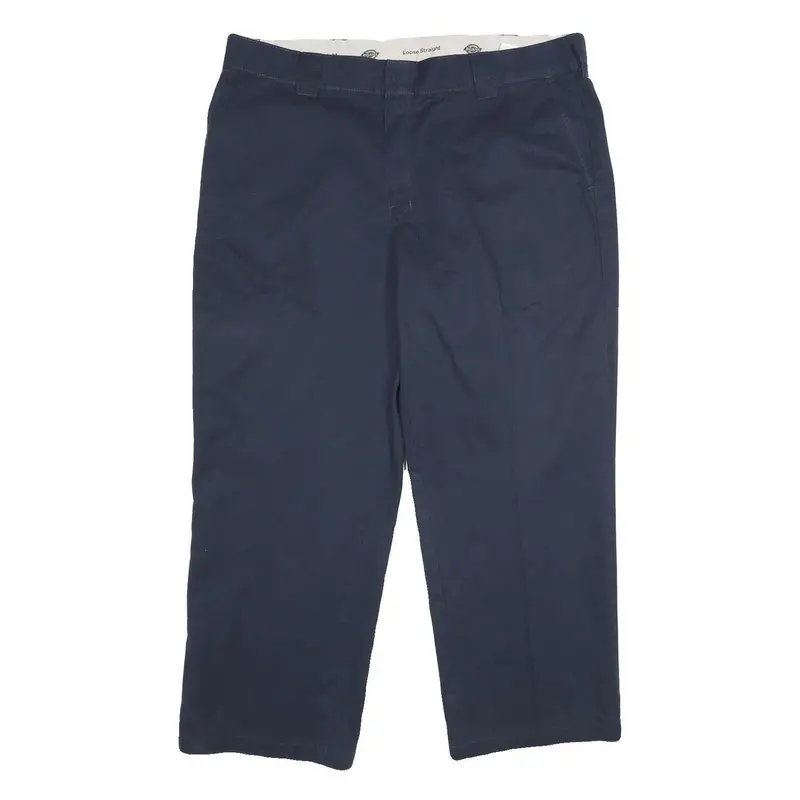 Dickies Mens Polyester Blend Navy Blue Loose Straight Trousers W40 L30 Workwear 1