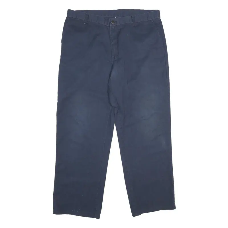 Dickies Mens Polyester Blend Navy Regular Straight Trousers W38 L32 Workwear Zip 1