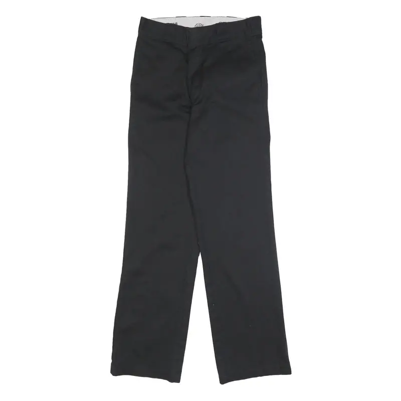 Dickies Mens Regular Black Cotton Blend Trousers W26 L29 Classic Zip Pocket 1