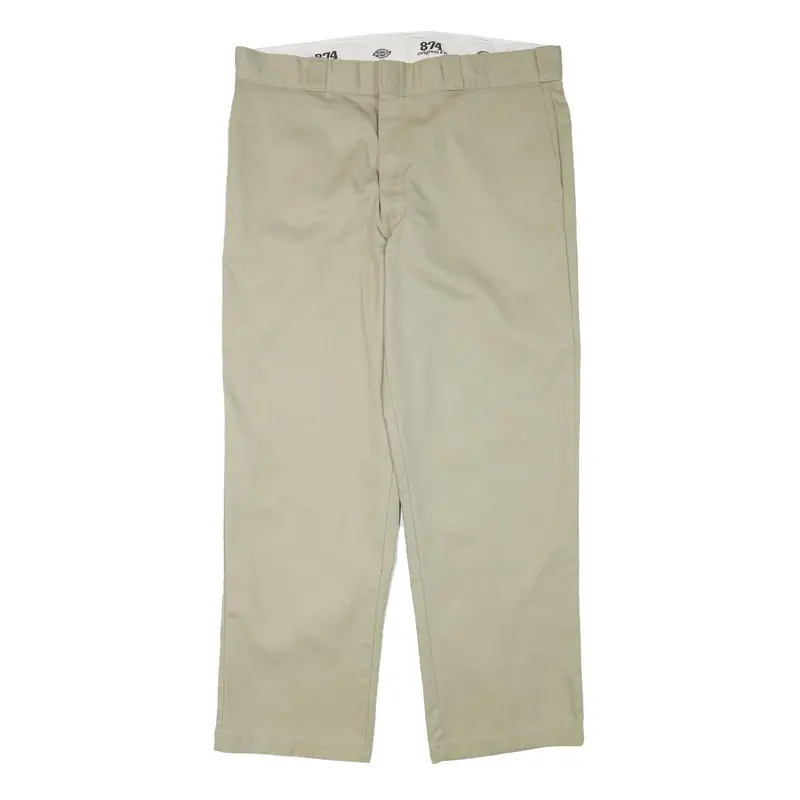 Dickies Mens Regular Fit Beige Cotton Blend Trousers W38 L29 Workwear Zip 1
